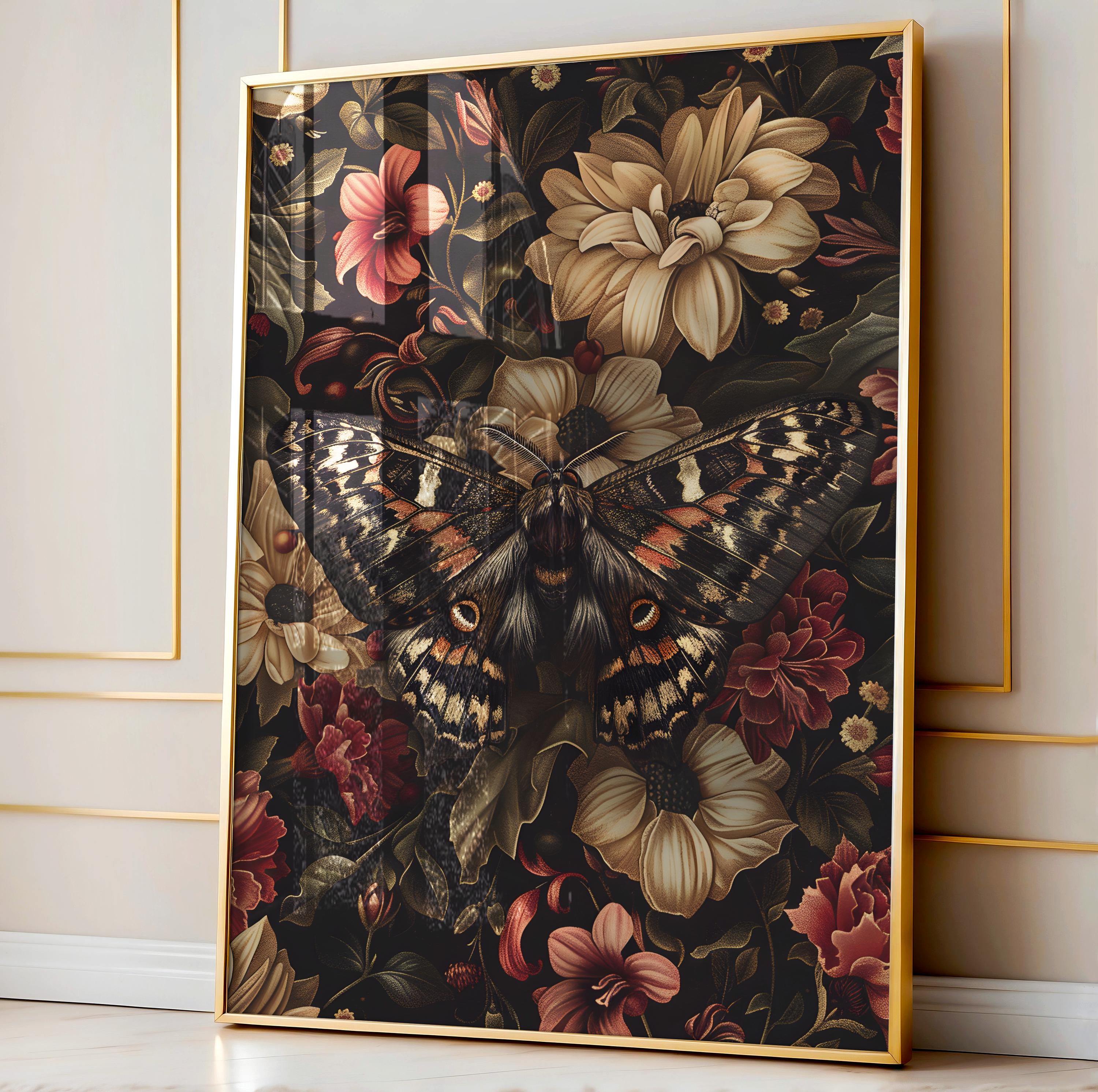 Dark Academia Decor Moth Art Print for Room Decor, Weirdcore Wall Art ...