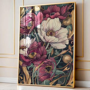 Impression d&#39;art mural vintage botanique inspirée de William Morris, décoration Art nouveau, ensemble mural de galerie, art éclectique pour la décoration intérieure, impression uniquement