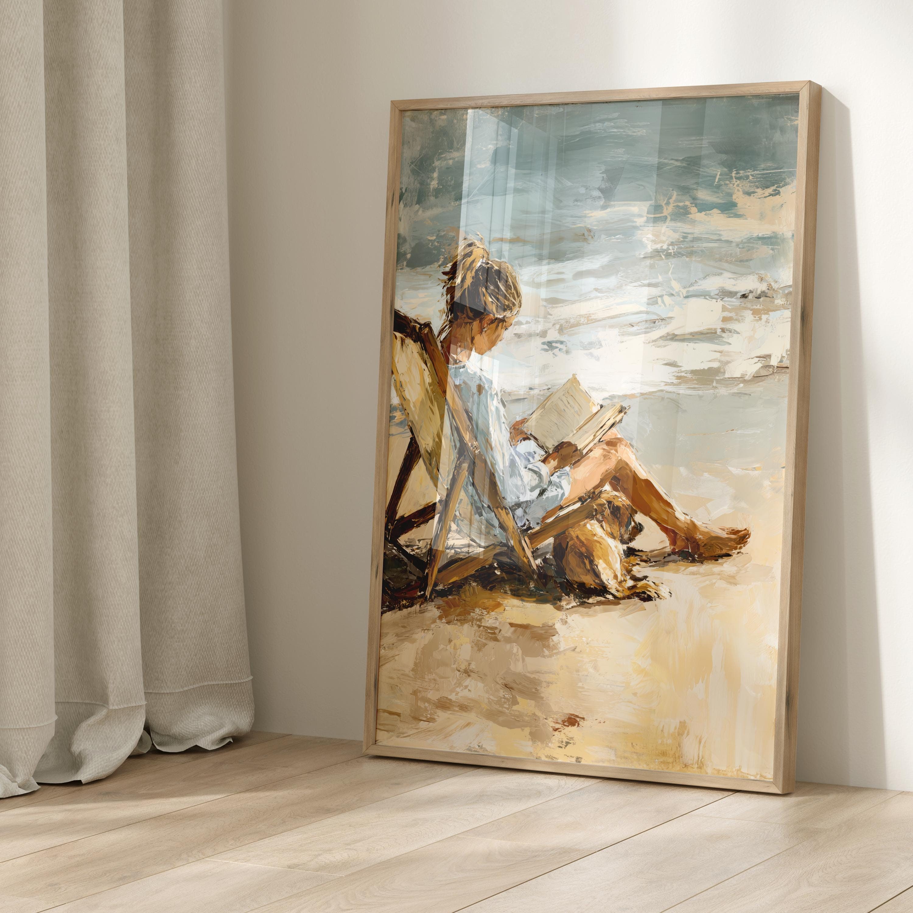 Book Lover Beach Wall Art, Bookworm Print, Reading Nook Decor ...