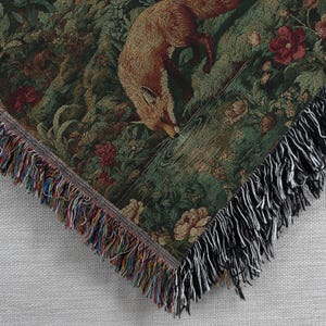 Enchanted Forest Woven Cotton Blanket, Nature Tapestry, Woodland Cozy Throw, Throw Blanket, English Country Garden Wall Hanging - Home Decor image 4