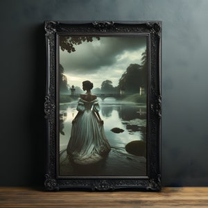 Walking Into The Lake - Dark Academia Print, Moody Victorian Wall Art, Dark Decor Aesthetic, Dark Cottagecore, Gothic Prints