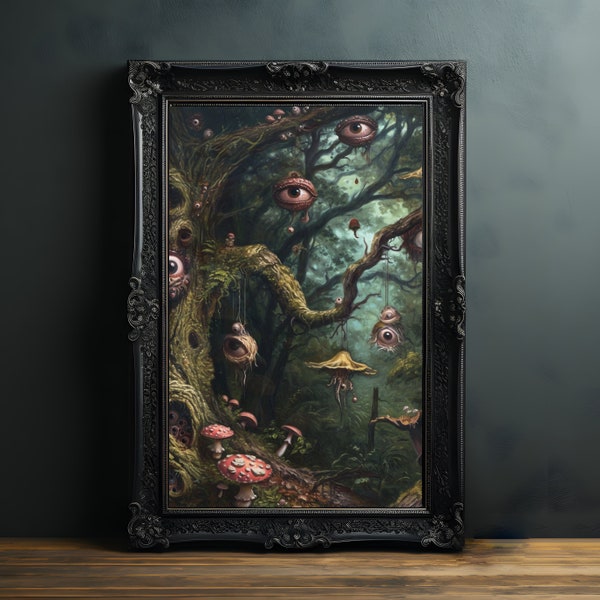 Fantasy Cottagecore Pilz Dekor Gruselige Augäpfel Für Cottagecore Dekor Weirdcore Dekor Gothic Art Print Dark Cottagecore Makaber Kunst Dekor