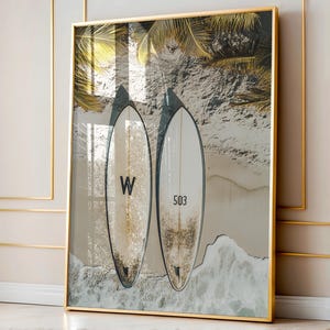 Surfboard Wall Art, Surfboard Beach Ocean, Beachy Wall Art, Minimalist Modern Art Coastal Room Decor, Surf Wall Art, Surfing Print ONLY