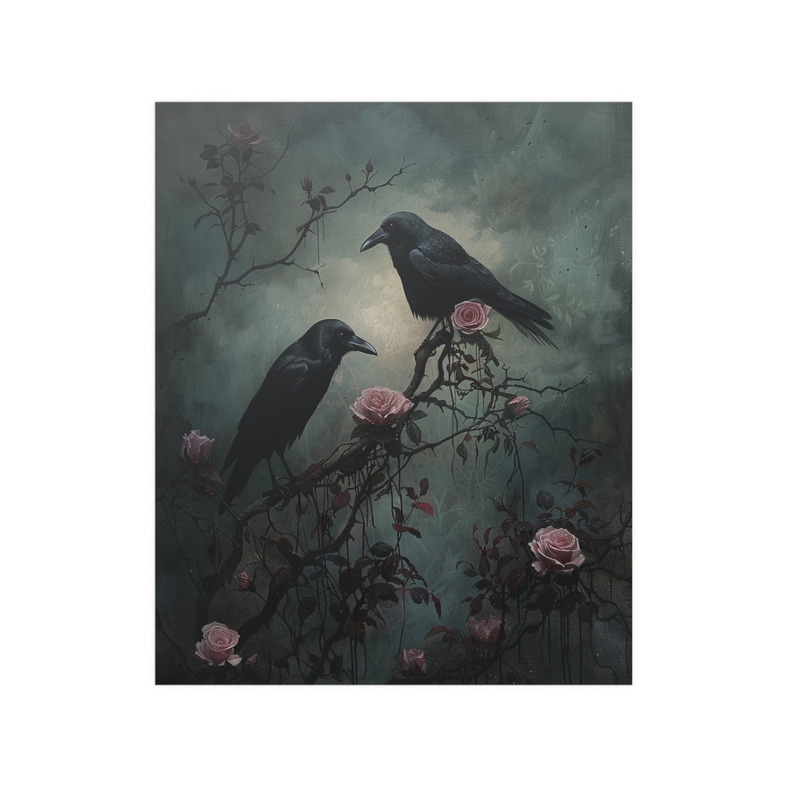 Dark Academia Raven Crow Moody Wall Art Print Vintage Dark Cottagecore ...
