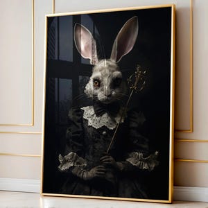 Dark Academia Print, Vintage Poster, Art Poster Print, Gothic Victorian Art, &quot;Rabbit in a Dress&quot;, Gifts For Her and HimHalloween Decor
