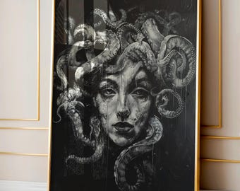 Nouveau Art, Greek Mythology Art,  Medusa Greek Mythology Wall Art for Home Decor, Vintage Art Print, Art For Women, Gifts for Women