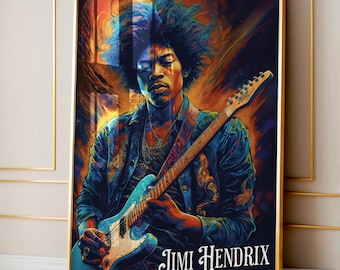 Vintage Jimi Hendrix Poster, Jimi Hendrix Wall Art for, Music Lovers Gift, Retro Wall Decor, Gift for Guitar Lovers