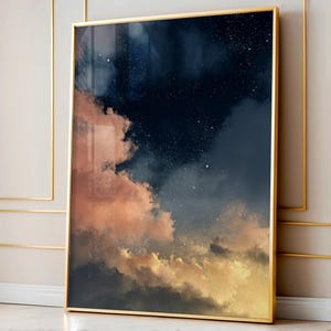 Wolken kunst aan de muur, decor Dark Academia, humeurig decor, fotografie, roze wolken Art Print, decor Dark Cottagecore, housewarmingcadeau afbeelding 1