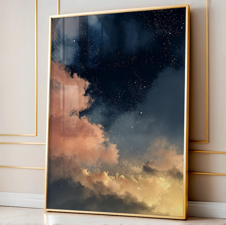 Wolken kunst aan de muur, decor Dark Academia, humeurig decor, fotografie, roze wolken Art Print, decor Dark Cottagecore, housewarmingcadeau afbeelding 1