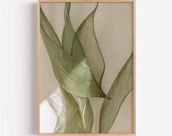 Japandi Wall Art, Sage Green Print, Japanese Art, Large Living Room Decor, Vertical Oriental Art