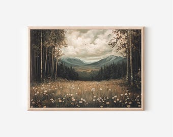 Autumn Forest Art Print, Moody Fall Landscape Wall Art, Dark Academia Decor, Vintage Forest Landscape Painting Farmhouse Fall Decor