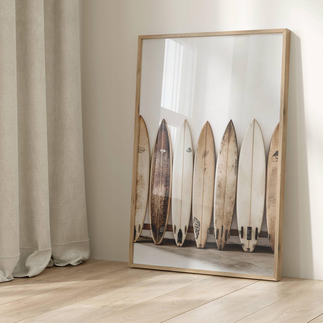 Surfboard Wall Art | Coastal Beach House Decor | Vintage Ocean Print ...