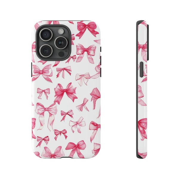 Pink Bows Collage Coquette iPhone Phone Case 11, 12,13,14 15 Pro Max , Pro Max, Mini, Plus, Glossy or Matte