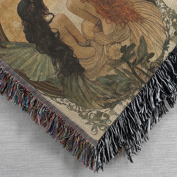 フェアリーコア織りブランケット、ミュシャアートタペストリーウォール