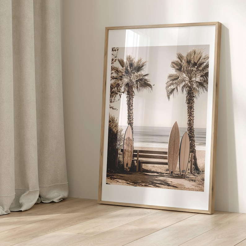 Surfboard Wall Art, Surfboard Beach Ocean, Beachy Wall Art, Minimalist Modern Art Coastal Room Decor, Surf Wall Art, Surfing Print ONLY image 1