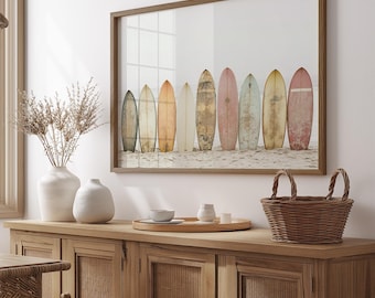 Surfboard Wall Art, Surfboard Beach Ocean, Beachy Wall Art, Minimalist Modern Art Coastal Room Decor, Surf Wall Art, Surfing Print