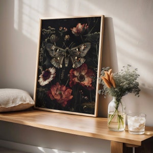 Dark Academia Decor Moth Art Print for Room Decor, Weirdcore Wall Art ...