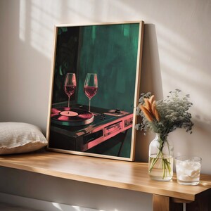 Vinyl Record Player Pink Wall Art, Retro Decor, Vinyl Record Print, Y2K Art Print, Trendy Pastel Art, Vintage Wall Art, Wine Vintage Poster image 5