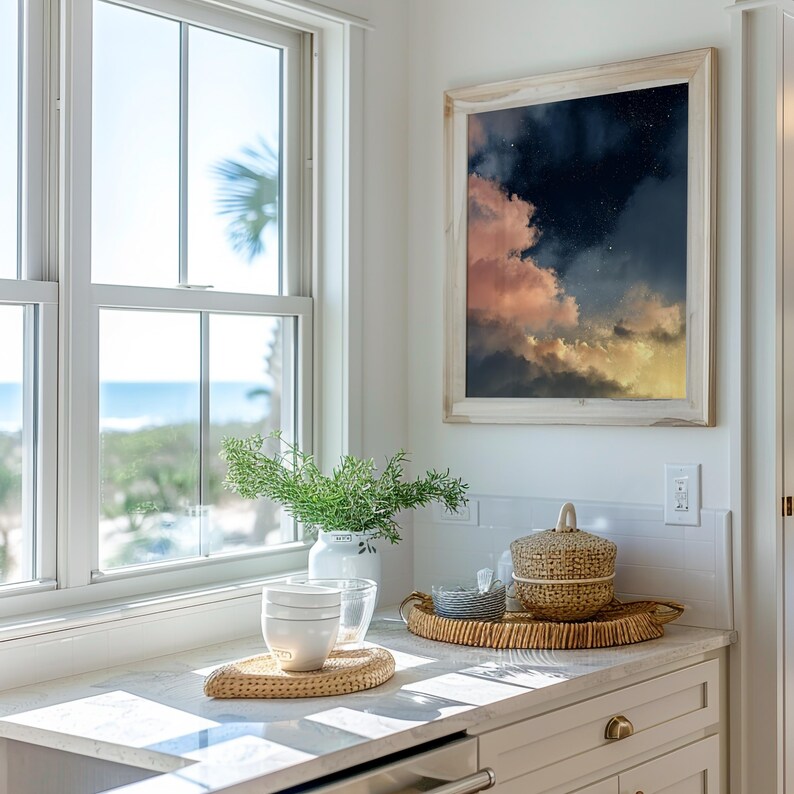 Wolken kunst aan de muur, decor Dark Academia, humeurig decor, fotografie, roze wolken Art Print, decor Dark Cottagecore, housewarmingcadeau afbeelding 6