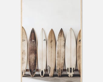 Ingelijste kunst aan de muur surfplank, surfplank strand oceaan, beachy muur kunst, minimalistische moderne kunst kust kamer decor, surf kunst aan de muur, surfen print