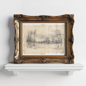 Vintage Baum Skizze, Bauernhaus Dekor, Baum Wandkunst, Antike Baum Wandkunst, Blaue Töne Wandkunst, Natur Wandkunst, Bleistift Baum Zeichnung