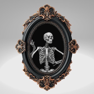 Halloween Decor, Skeleton Art Print, Room Decor, Spooky Wall Art, Halloween Gift, Macabre Art, Globincore Decor, Cottagecore Decor