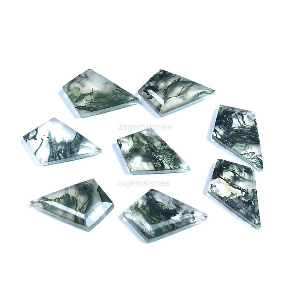 Increíble calidad AAA Natural Moss Agate Kite Forma Corte plano 6x9mm 7x10mm 8x12mm 9x12mm 10x14mm Moss Agate Piedra preciosa para la fabricación de joyas