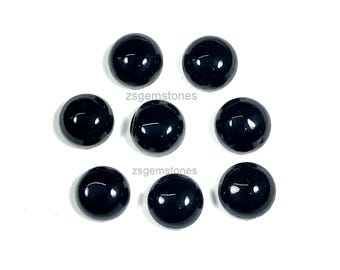 AAA Quality Black Onyx 3mm 4mm 5mm 6mm Round Shape Cabochon Handmade Calibrated Gemstone For Jewelry Making & Gift