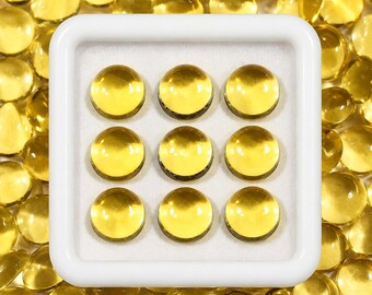 Citrine Round Cabochon, 7mm–10mm, Gemstone for Jewelry Making