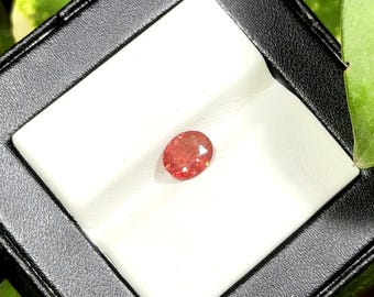 Rare Natural Red Feldspar Sunstone 7x6.20 mm Oval Faceted 0.80 Carat Handmade Calibrated Gemstone For Jewelry Making & Gift