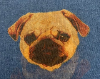 Cute Navy Pug Print Scarf