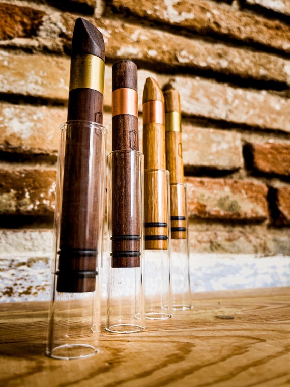 Large Wooden Glass Blunt for Herbs and Tobacco With Charcoal