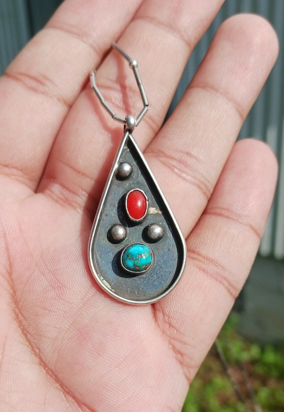 Old Pawn Navajo Silver Pendant Necklace