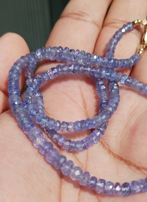 Faceted Tanzanite bead Necklace 14k