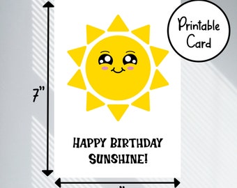 Cute Birthday Card Printable Happy Birthday Card Sweet Sun Card for Birthday Card Digital