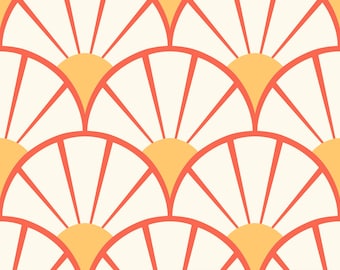 Seamless Art Deco Sunburst Pattern • Mid Century Modern Geometric • Retro Abstract Sun Repeat • Bold Minimal Print • Mod Digital Paper
