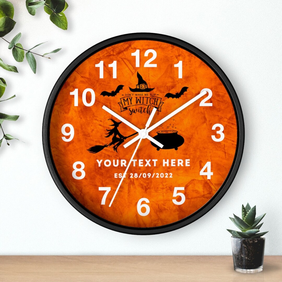Custom Halloween Wall Clock Custom Engraved Wooden Wall Etsy