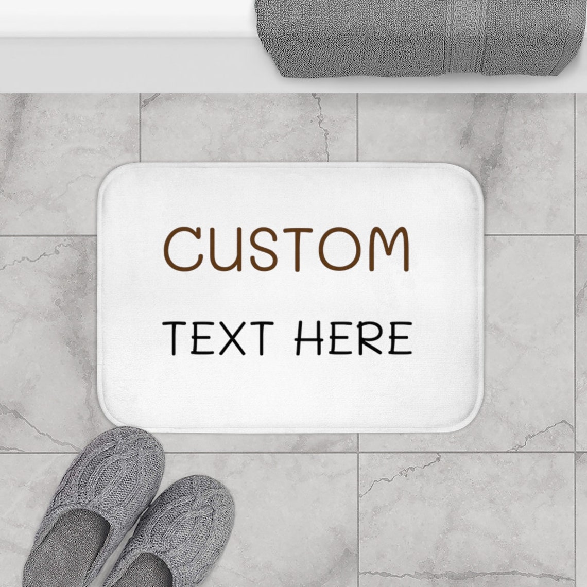 Custom Text Bath Mat Personalized Bath Mat Custom Name Etsy