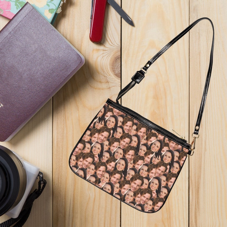 Discover Personalized Small Shoulder Bag, Collage Shoulder Bag, Custom Photo Faces Small Bag