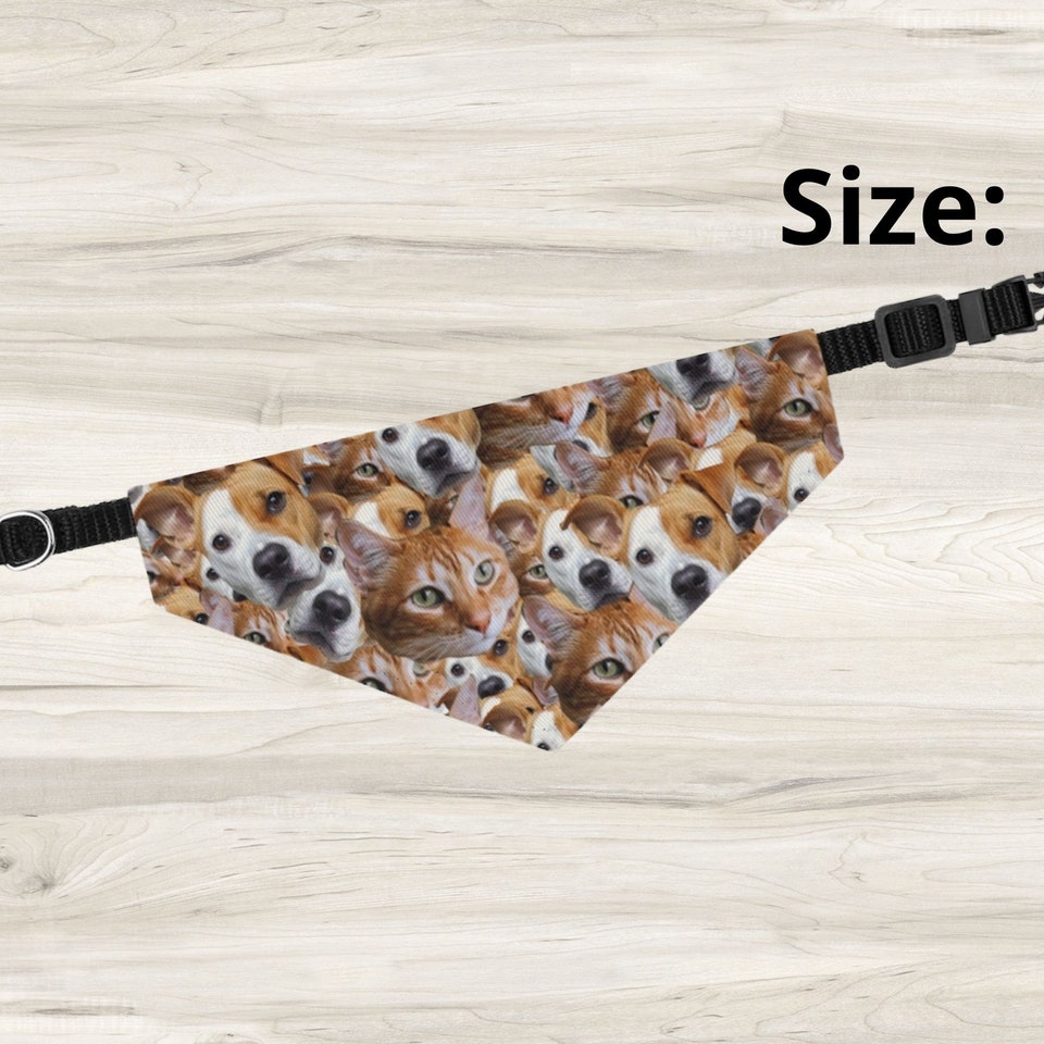 Discover Customized Pet Photo Faces Pet Bandana Collar, Dog Collar Bandana, Cat Collar Bandana, Personalized Dog and Cat Photo, Gifts for Pet Lover