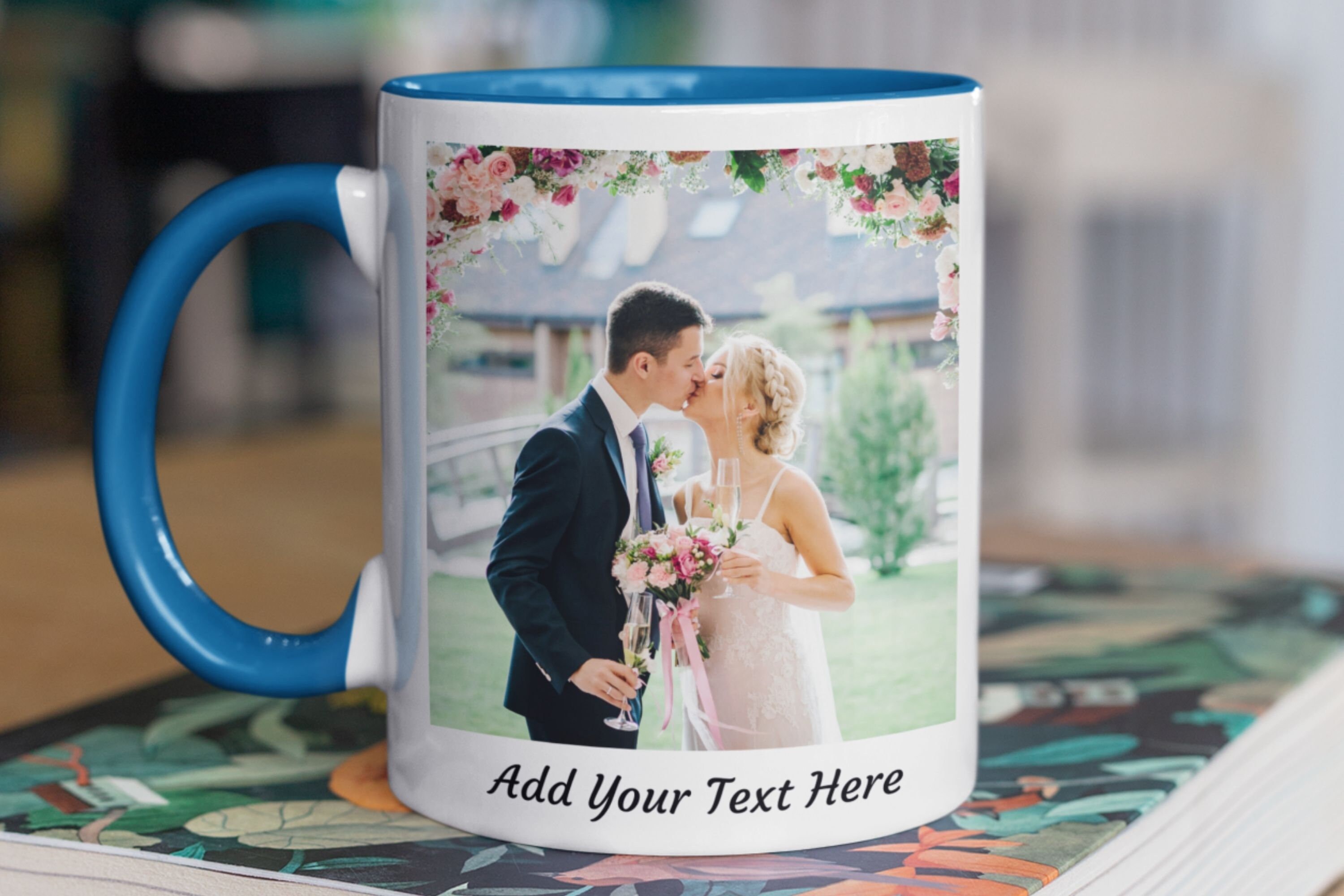 Custom Photo Coffee Mug Unique colored handle mug Customize Etsy