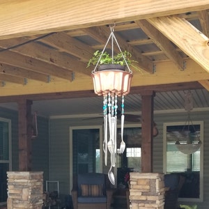 Wind Chimes for Outdoors, Copper Planter Windchime, One of a Kind Handmade Windchime, Garden Ornament, Hanging Copper Wind Chime Planter