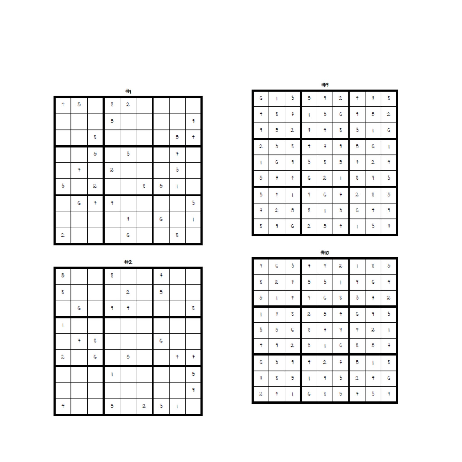 Sudoku 9X9 Printable