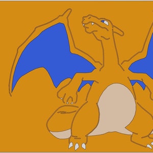 May include: A cartoon illustration of a orange and blue dragon with a yellow and red flame coming out of its tail.