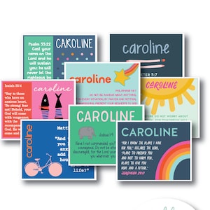 Custom Prayer Cards (8) Anxiety Bundle - Children Prayer Card - Scripture Cards - Bible Verse Cards - Baptism Communion Gift - Anxiety Cards