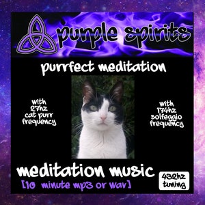 Therapeutic Cat Purr Music is the perfect cat gift for people who love cats. 174Hz Solfeggio Frequency. Audio Track with Ambient Music.