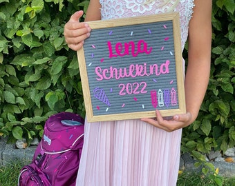 BESCHRIFTUNG Schulkind 2024 Einschulung personalisiert Icons FÜR Letterboard (Nur Beschriftung Kein Board!)