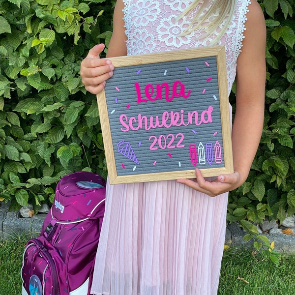 Schulkind 2024 Einschulung personalisiert Icons FÜR Letterboard (Nur Beschriftung Kein Board!)