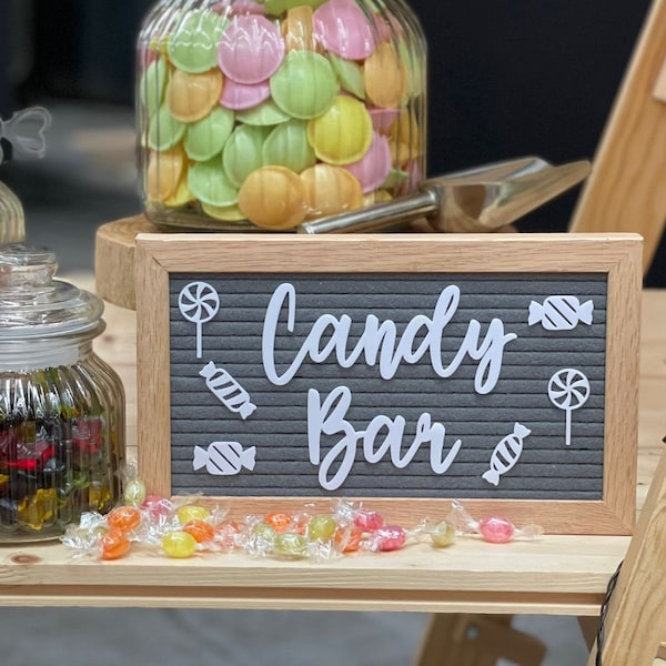 Schriftzug Candy Bar Bonbons Sweets Icons für Letterboard