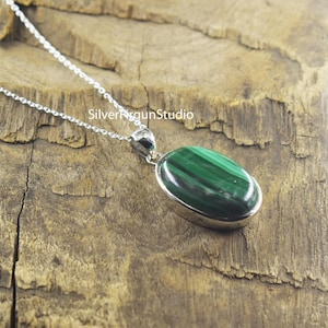Natural Malachite Pendant 925 Solid Sterling Silver Pendant Handmade Malachite Gemstone Pendant Gift For Her